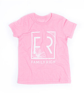 FR Family Rich Plumeria Tee Pink White Kids Youth